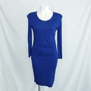 MNG by Mango Side Ruched Jersey Dress Dark Cobalt Blue